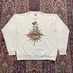 VTG Disneyland 40 Years of Adventure Mickey Mouse Sweatshirt L USA Indiana Jones